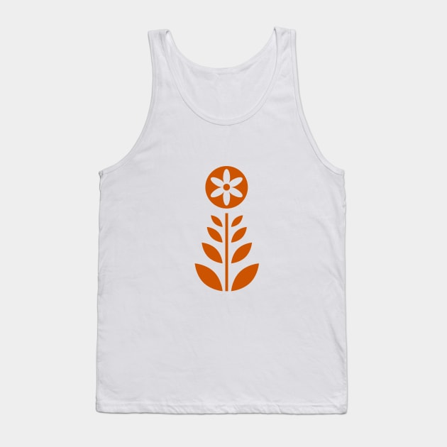 Scandinavian Retro Flowers Burnt Orange on Beige Tank Top by Pinkdeer